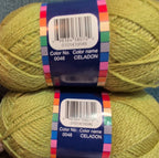 Herrschners Afghan Yarn 2 Ply Celadon Green Acrylic 2 Skein Lot 0046