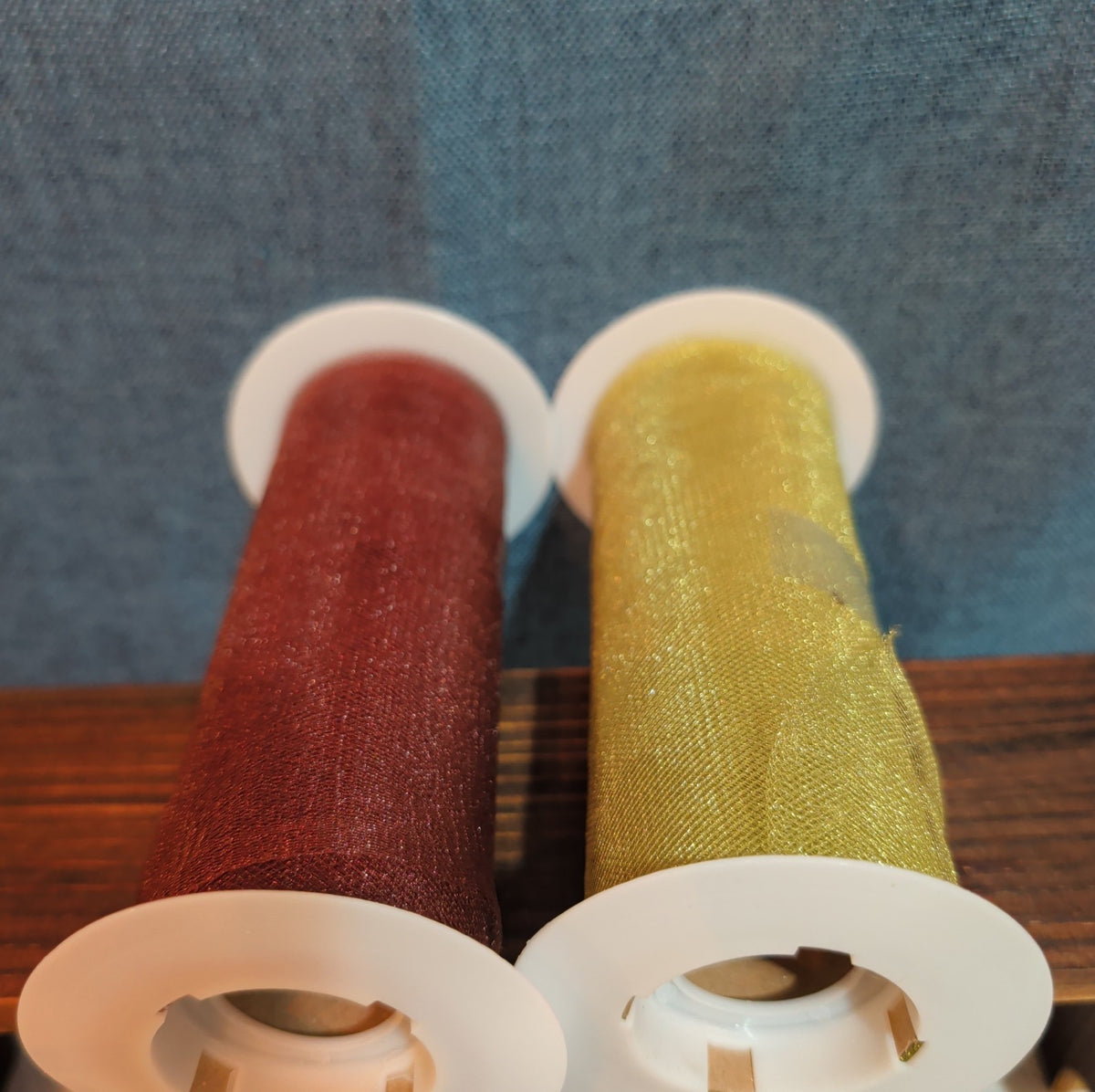 Deco Mesh Ribbon Lot 2 Maroon Gold Metallic Craft Destash