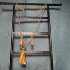 High Heel Shoe Pendant Necklace Gold Tone Rhinestone Y2K