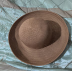 Scala Wide Brim Floppy Sun Hat Brown Acrylic Woven Packable Travel Retro