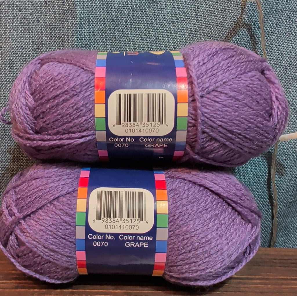 Herrschners Afghan Yarn 2 Ply Grape Purple Acrylic 2 Skein Lot
