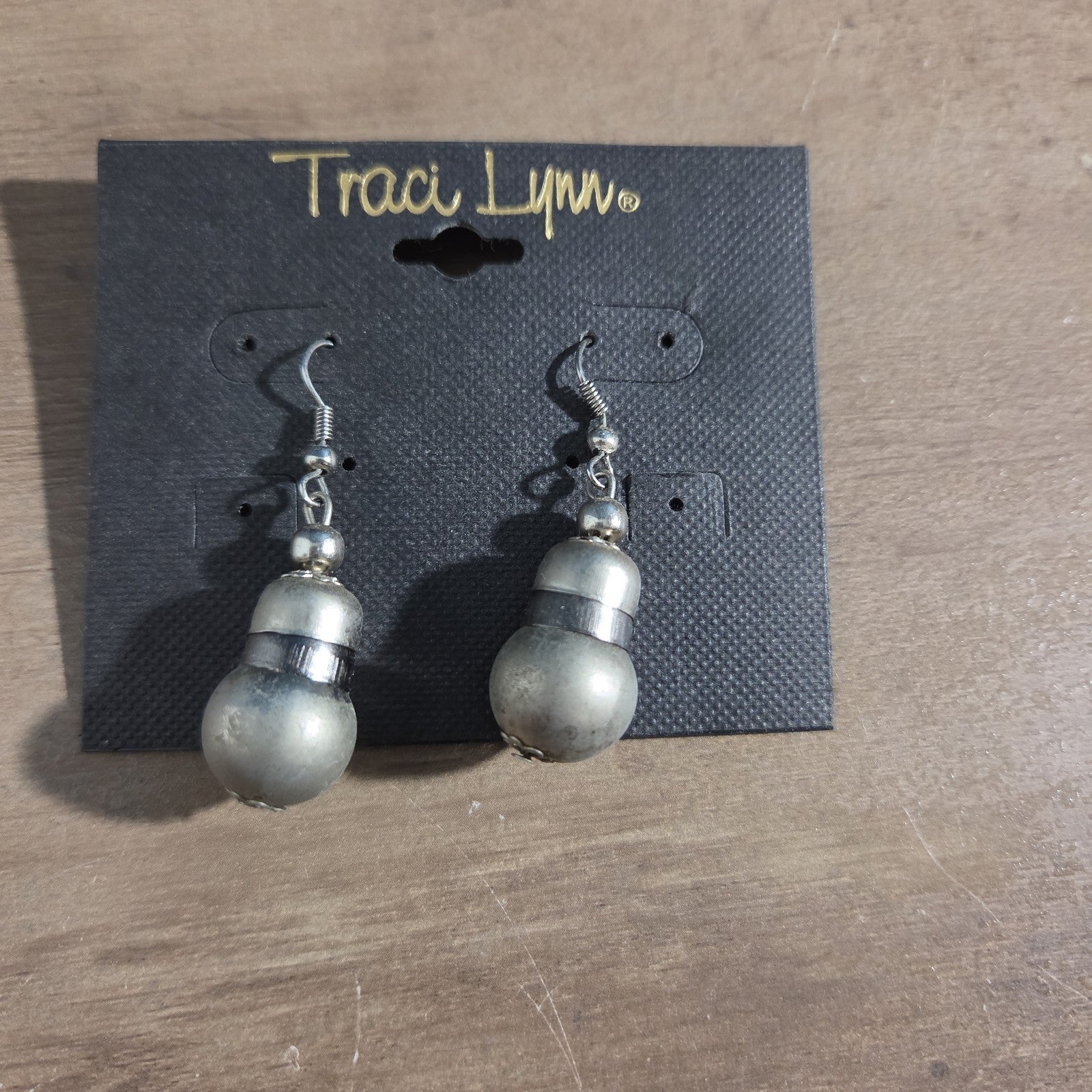 Traci Lynn Parachute Drop Earrings Silver Tone Brushed Dangle