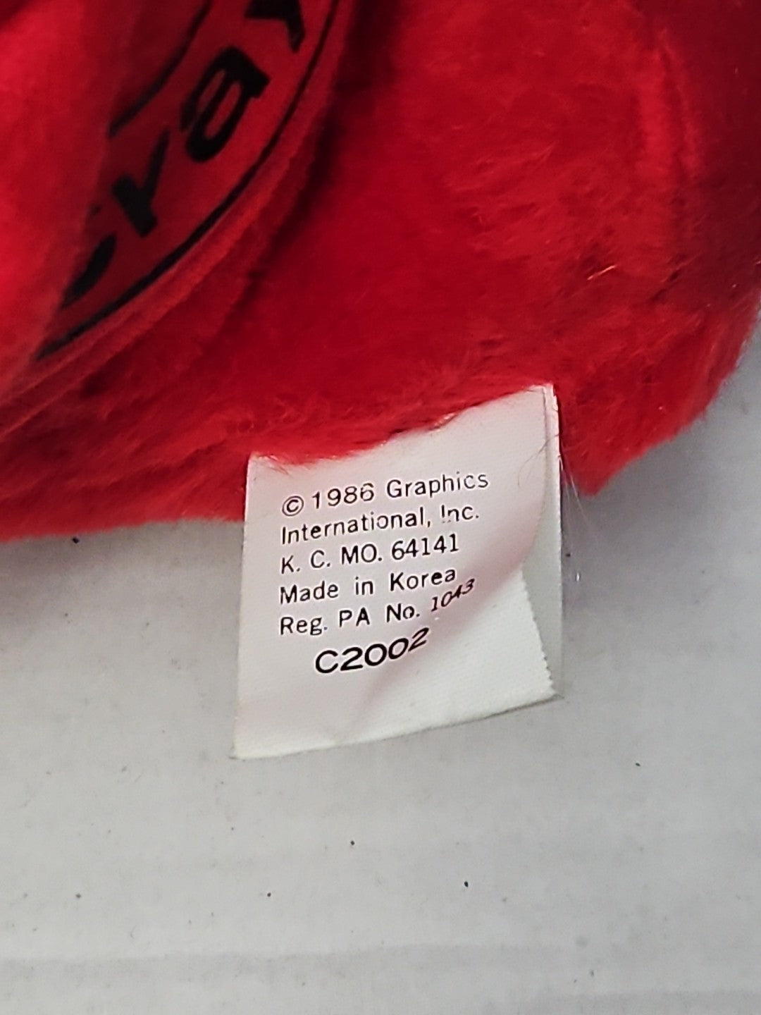 Vintage 1986 Crayola Teddy Bear Plush | Red Crayon Shirt | 7" Stuffed Animal |