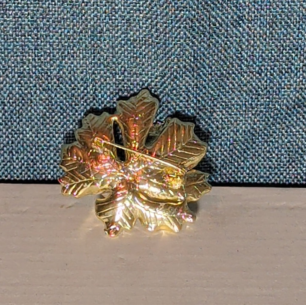 Peony Flower Brooch Pin Gold Tone Faux Pearl Enamel Coquette NWOT