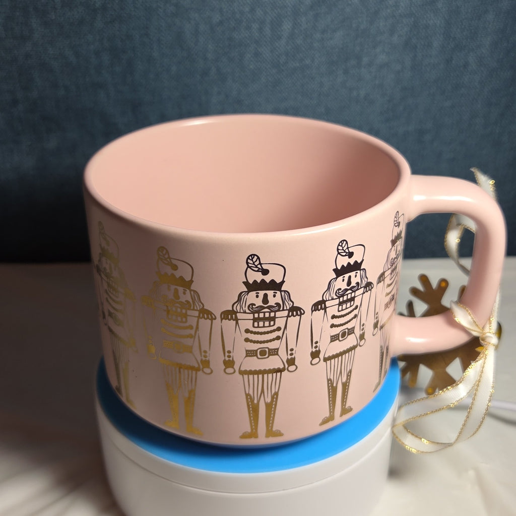 Holly & Joy Nutcracker Pink Ceramic Mug Holiday NWT