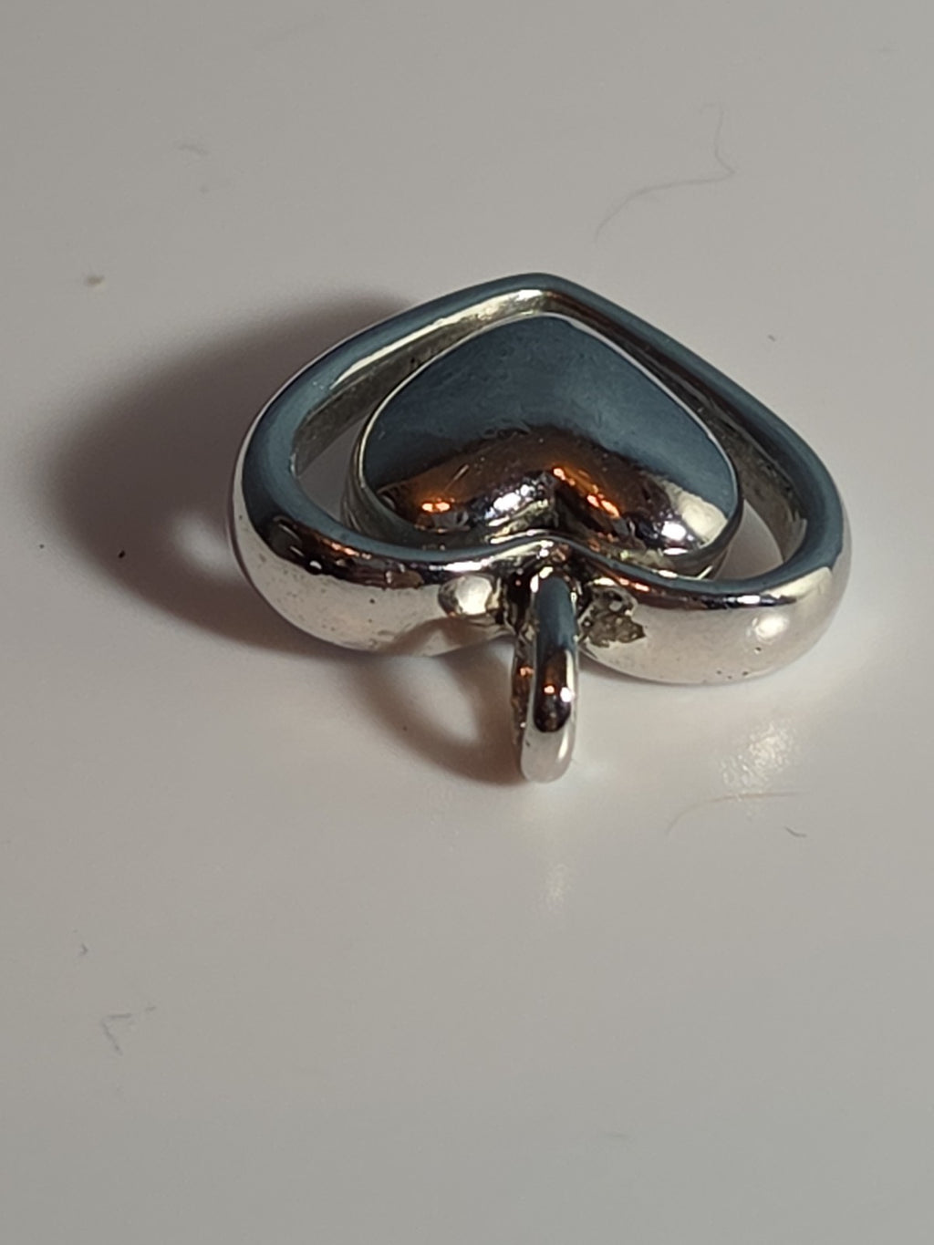 Double Heart Pendant Silver Tone Puffed Charm Y2K