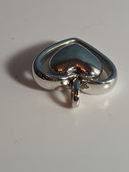 Double Heart Pendant Silver Tone Puffed Charm Y2K