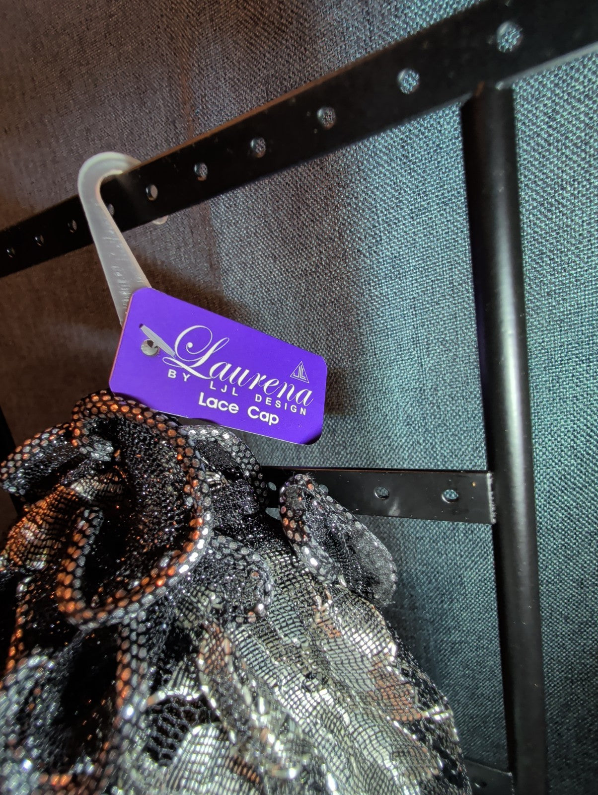 Laurena by LJL Metallic Lace Scarf Wrap Silver Black Ruffled Boho NWT 63x23