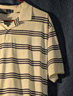 Vintage 90s Polo Ralph Lauren Shirt Men's Large Cream Navy Stripe 