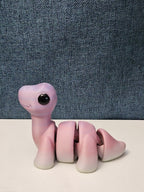 Mini Articulated Brontosaurus Fidget Toy | 3D Printed Dinosaur | Pink Purple