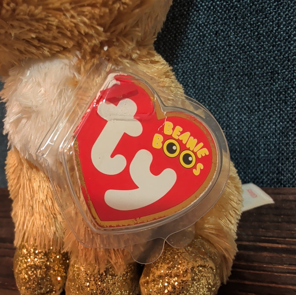 Ty Beanie Boos Glitzy Reindeer 6" Plush Gold Glitter Holiday
