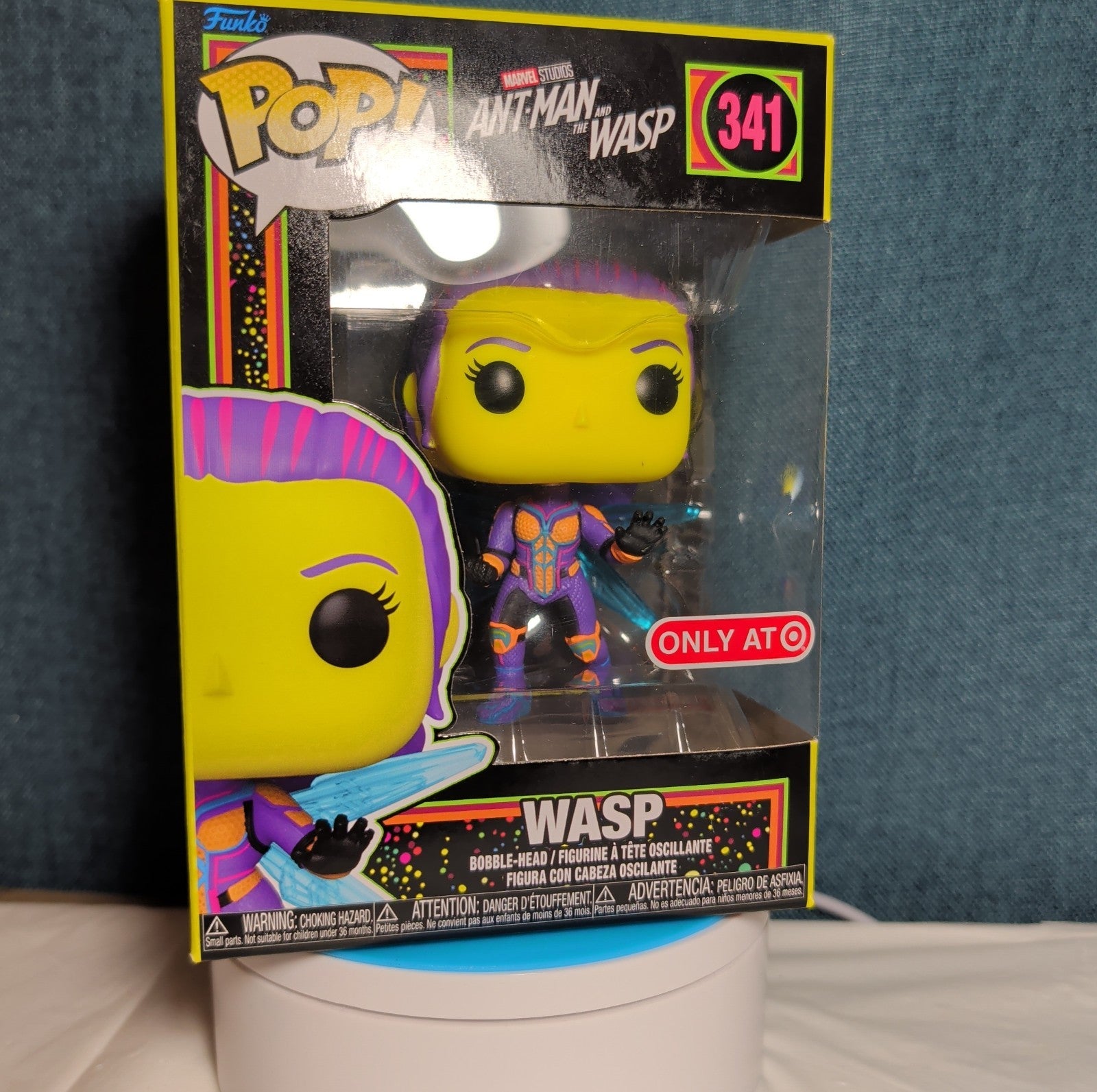 Funko Pop Marvel Infinity Saga Blacklight Wasp 341 Target Exclusive in Protector