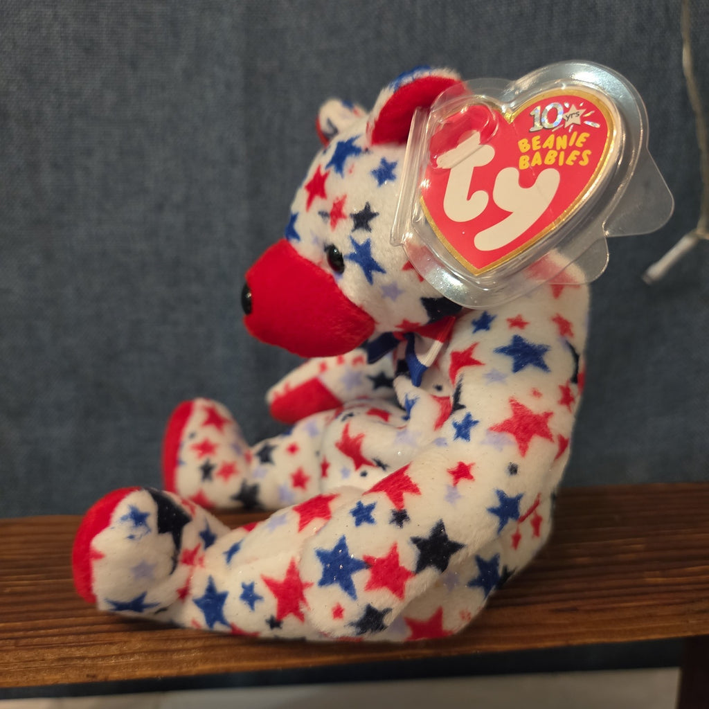 Ty Beanie Baby Red Patriotic Star Bear Plush 2003
