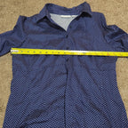 New York & Company Blouse Blue Polka Dot Button Down Office Wear Used Size L