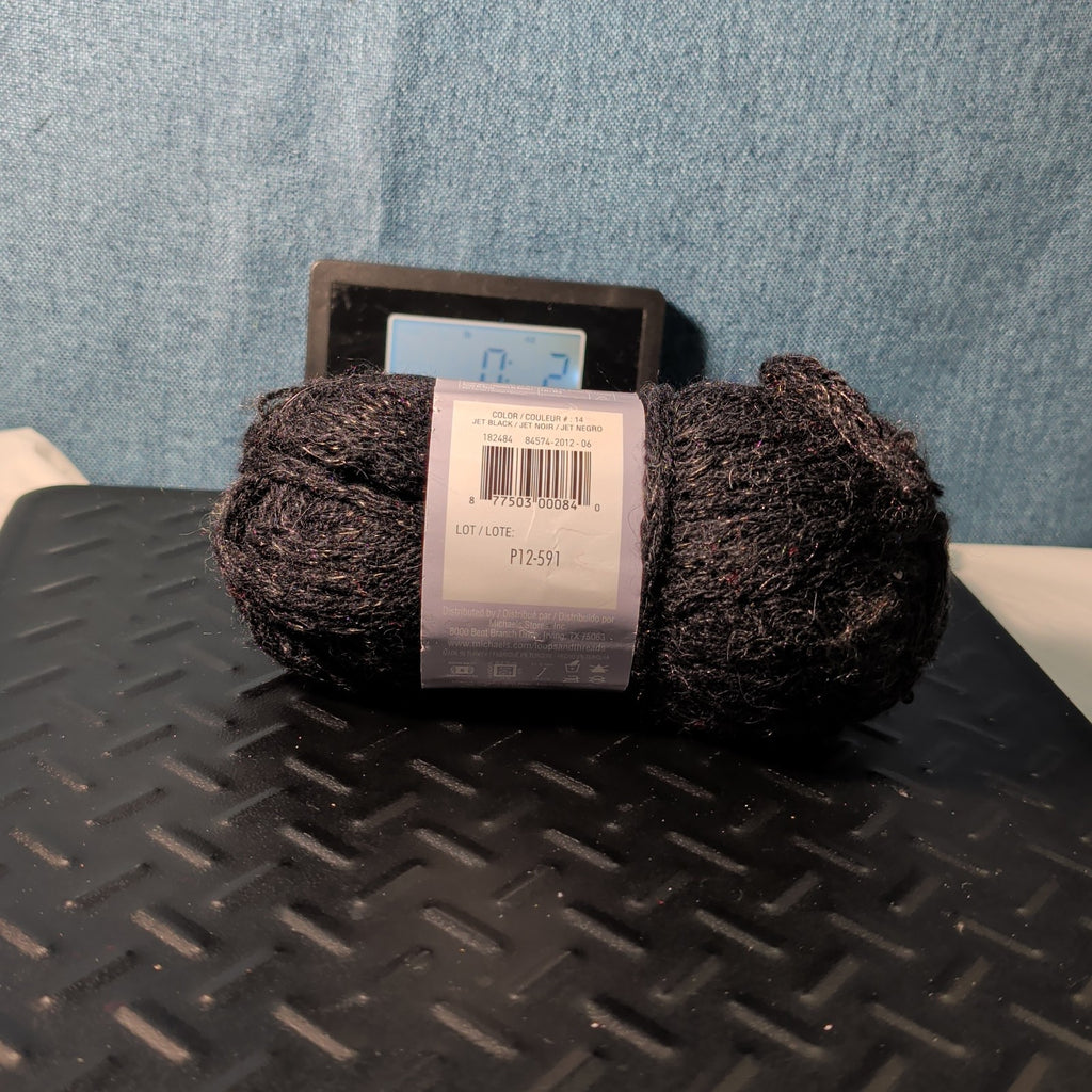 Loops & Threads Dewdrops Yarn #14 Jet Black Sequins Mohair Bulky DISCONTINUED