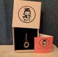 Pixie The Penguin Bubble Letter O Necklace Gold Toned Stainless Steel New
