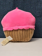 Dan Dee Cupcake Plush Keychain | Pink Happy Face Bag Clip | Kawaii Food Stuffed