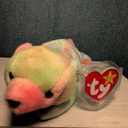 Sammy TY Beanie Baby 1999 Retired Tie-Dyed Multicolor Bear w/ Protector