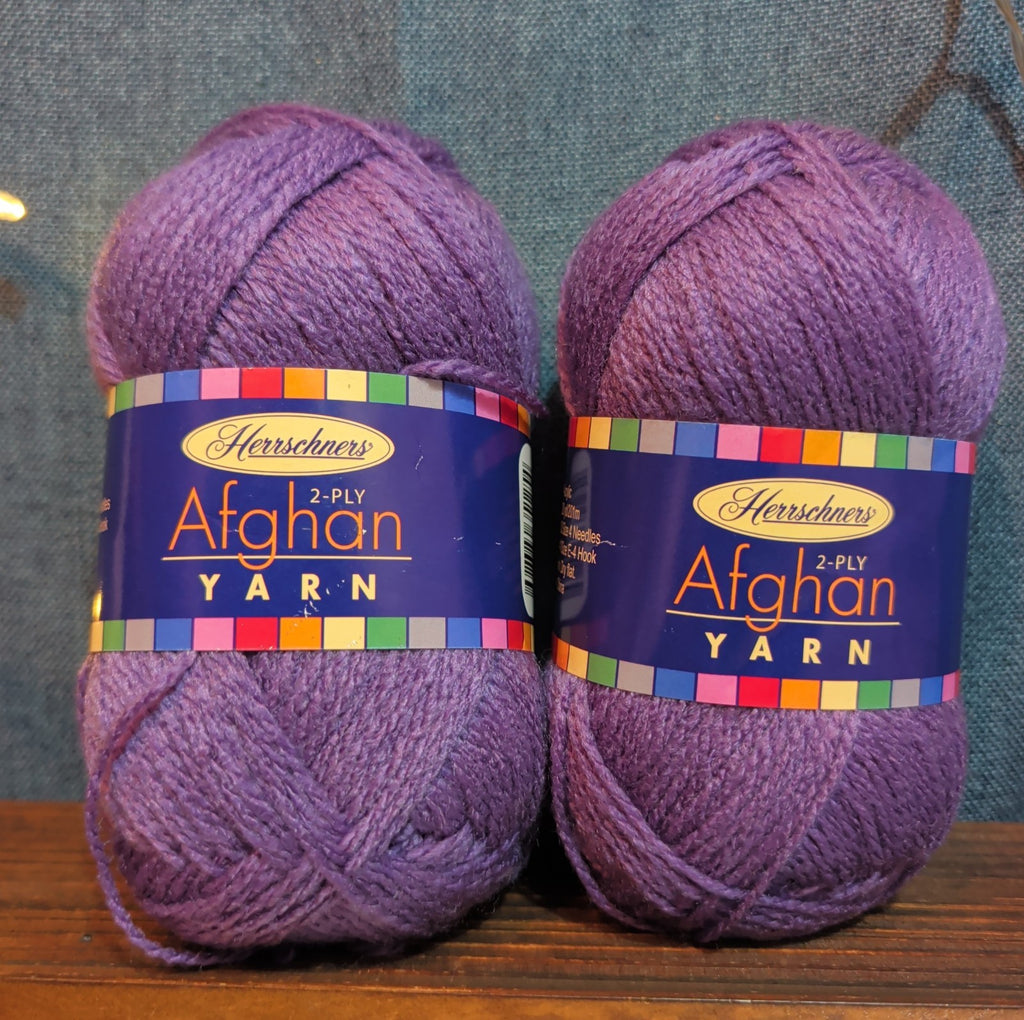 Herrschners Afghan Yarn 2 Ply Grape Purple Acrylic 2 Skein Lot