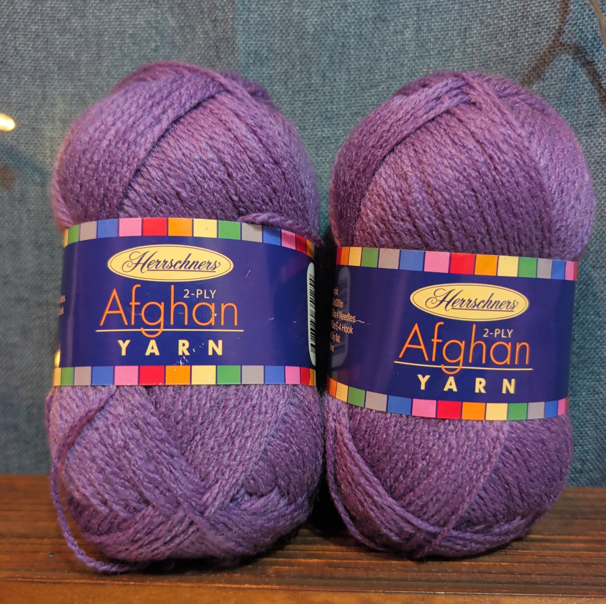 Herrschners Afghan Yarn 2 Ply Grape Purple Acrylic 2 Skein Lot
