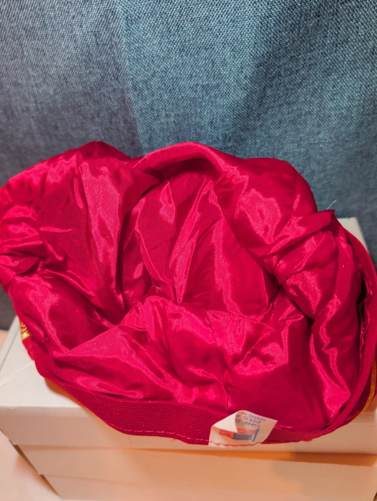 I Love Jesus Satin Hair Bonnet Sleep Cap Red Gold Glitter OS Made in USA
