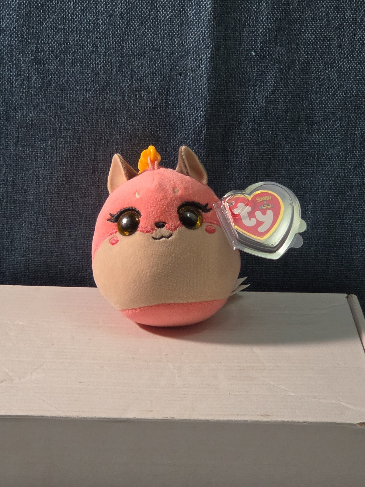 TY Roxie the Fox Squish-A-Boos Mini 3" Clip Plush MWMT with Tag Protector NEW