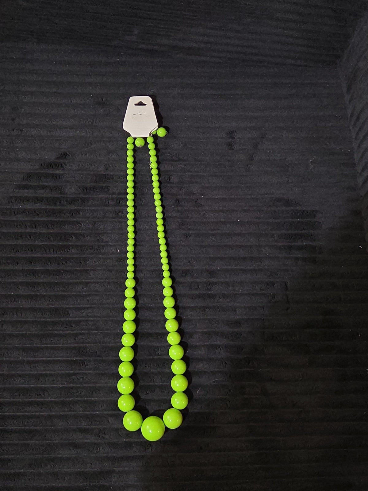 Chunky Bubblegum Bead Necklace Earring Set Green Retro New On Card