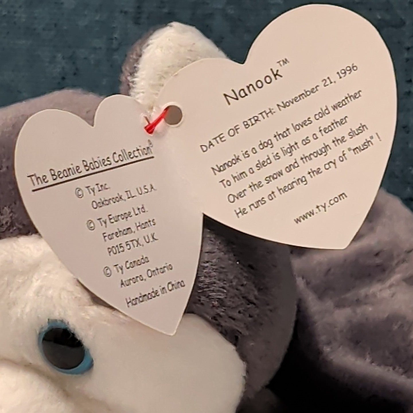 TY Beanie Baby NANOOK Husky Dog 1996 | MWMT Mint Tags | Fareham Hants Star