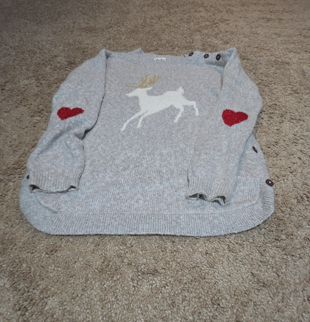Hatley Girls Reindeer Knit Dress Size 10 Holiday Winter Sparkly Grey