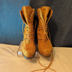 Chunky Platform Heel Combat Boot Faux Suede Mustard Y2K  Size 10