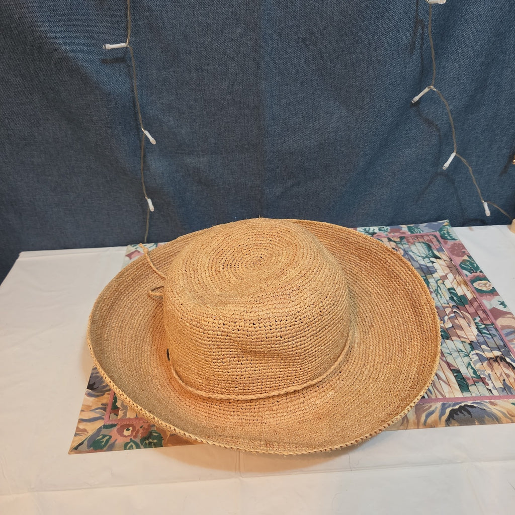 Scala 100% Raffia Wide Brim Sun Hat Natural Straw Summer Beach