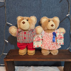 Wendy's Furskins Boone Bear Plush Plaid Outfit 1986 Vintage Holiday Tagged