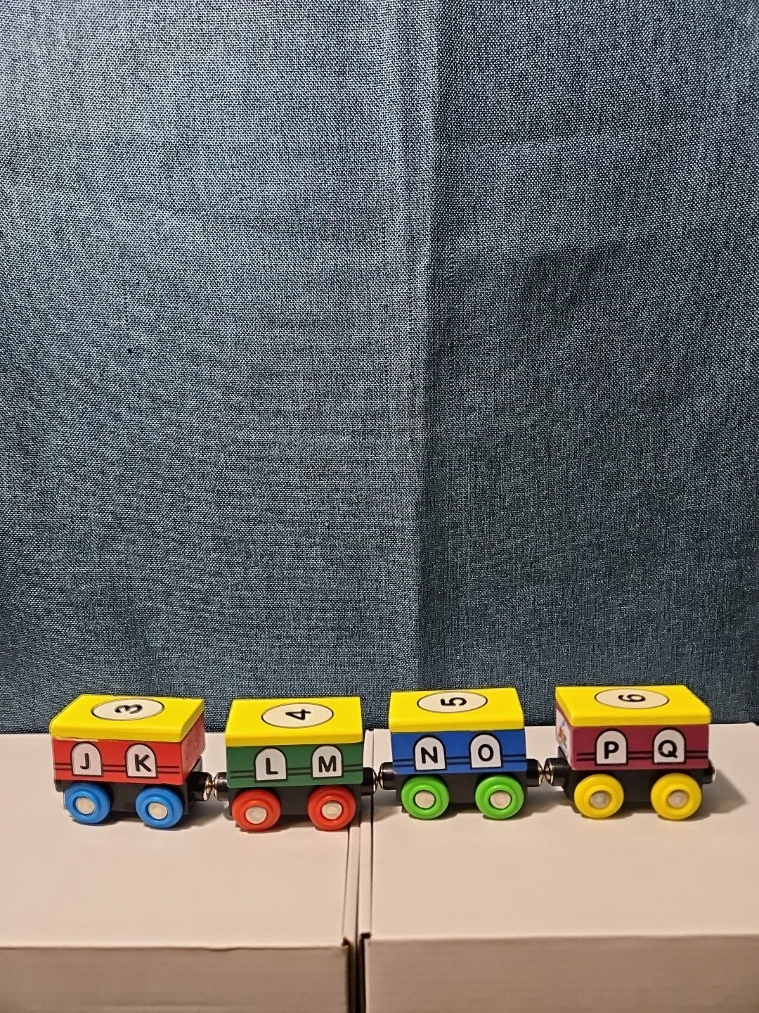 Wooden Magnetic Train Set 13 pc | Alphabet Letters A-Z & Numbers 0-10