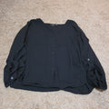 Apt 9 Black Blouse Womens XL V-Neck Roll Tab Sleeve Lightweight Shirt Casual Top