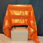 Vintage Orange Striped Scarf Sheer Satin Oblong Rectangular Wrap Retro