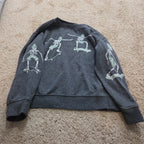 Old Navy Skateboard Skeleton Sweatshirt Boys L Grey Fleece Crewneck Preowned