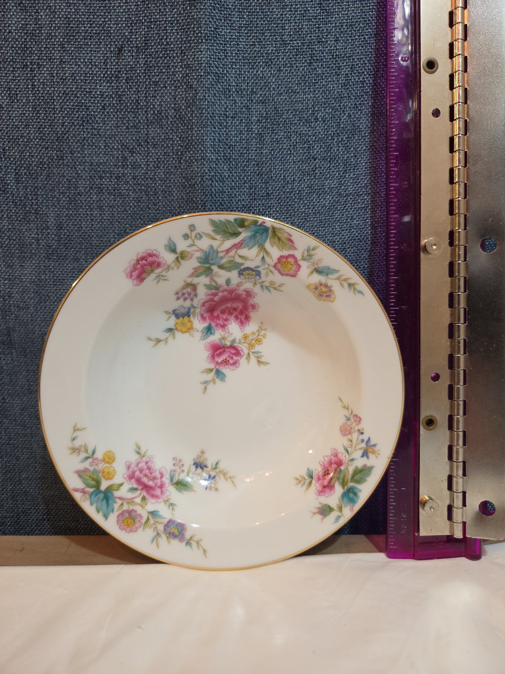 Noritake Peony 5053 China 7.5" Soup Bowl Floral Gold Rim Vintage