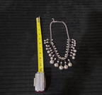 Chunky Silver Bib Statement Necklace Black Cube Cascading Collar Choker Punk Mod