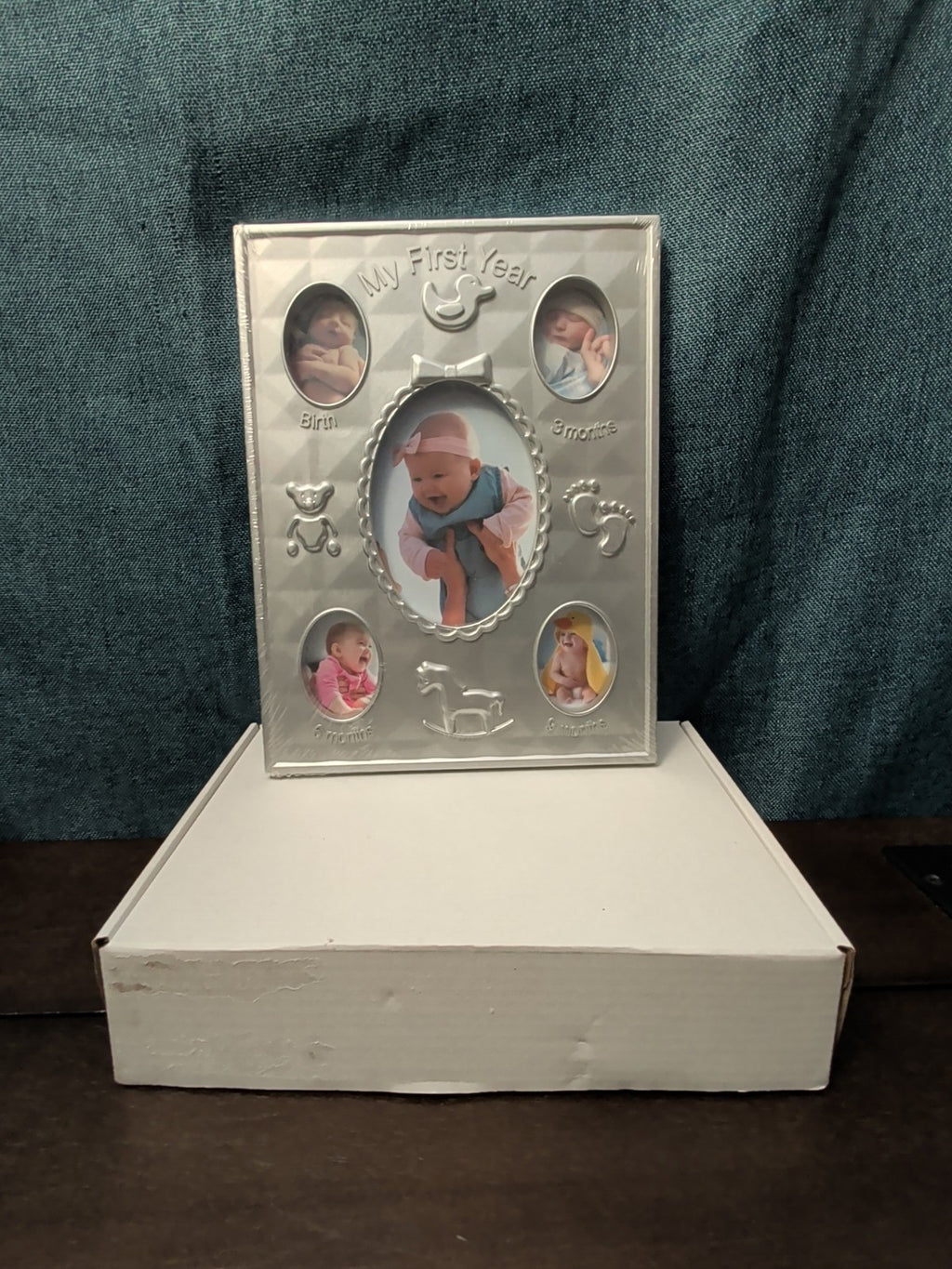 Special Moments "My First Year" Baby Photo Frame | Silver Tone Metal Collage |