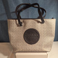 Guess Los Angeles Monogram Tote Bag Gray Black Shoulder Purse
