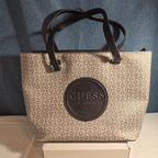 Guess Los Angeles Monogram Tote Bag Gray Black Shoulder Purse