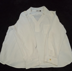 Nine West Blouse White Pocket Split Neck Career Top Gently Used Size PXL
