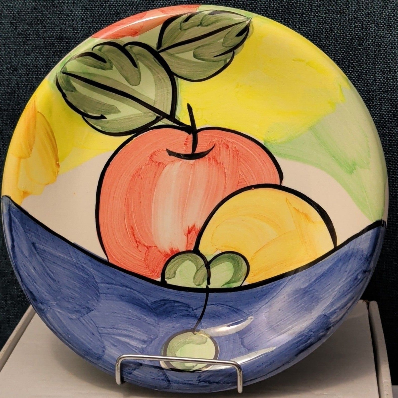 Bella Ceramica Alfresco Fruit Dinner Plates 10 in Hand Painted Set of 7
