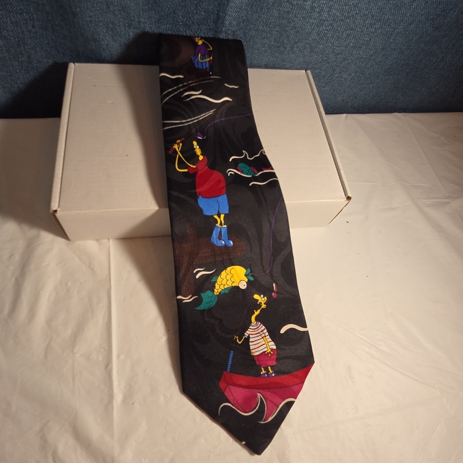 Vintage 90s Hallmark Fishing Tie The Big Catch SpecialTies Men Novelty Polyester