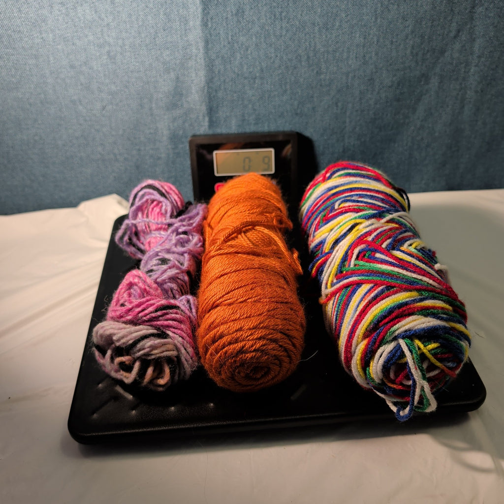 Assorted Yarn Set 9oz Mixed Rainbow Retro Stripe Orange Pink Purple 3 Skeins