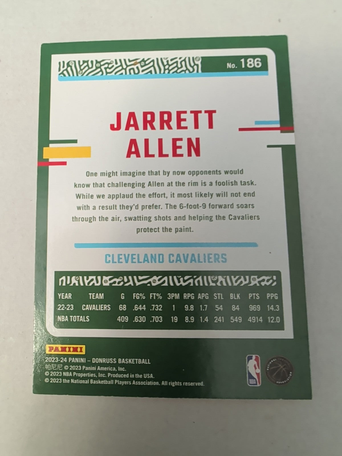 2023-24 Panini Donruss Jarrett Allen #186 Cleveland Cavaliers Base Card | Good