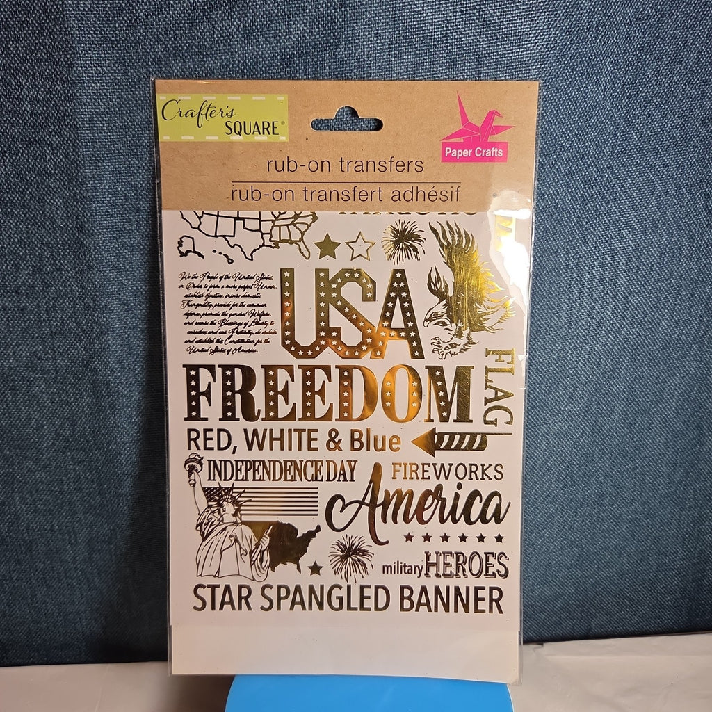 Crafters Square Gold Foil USA Patriotic Rub-On Transfers