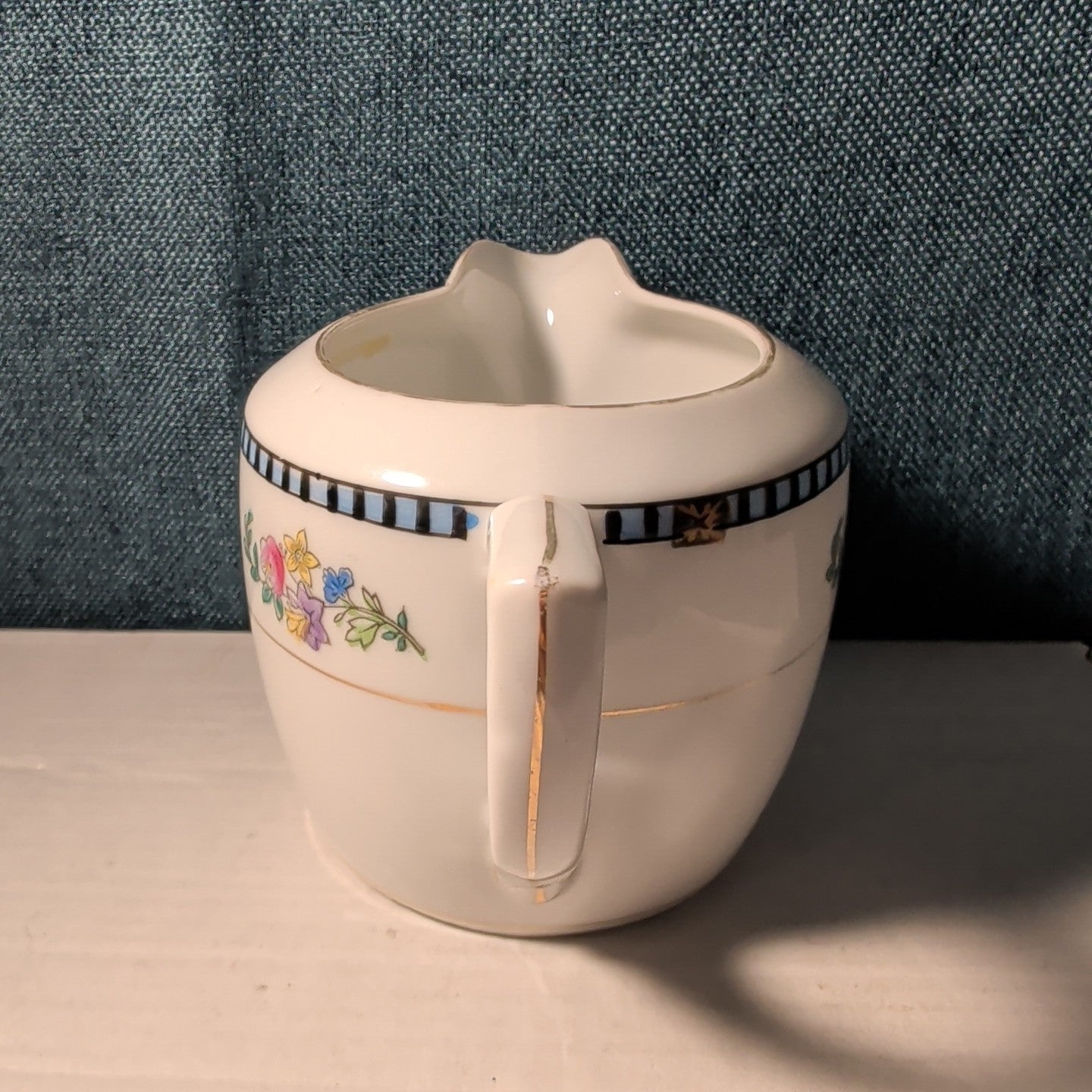 Vintage Noritake Sheridan Creamer Pitcher Art Deco Floral 1920s Gold Japan 3"