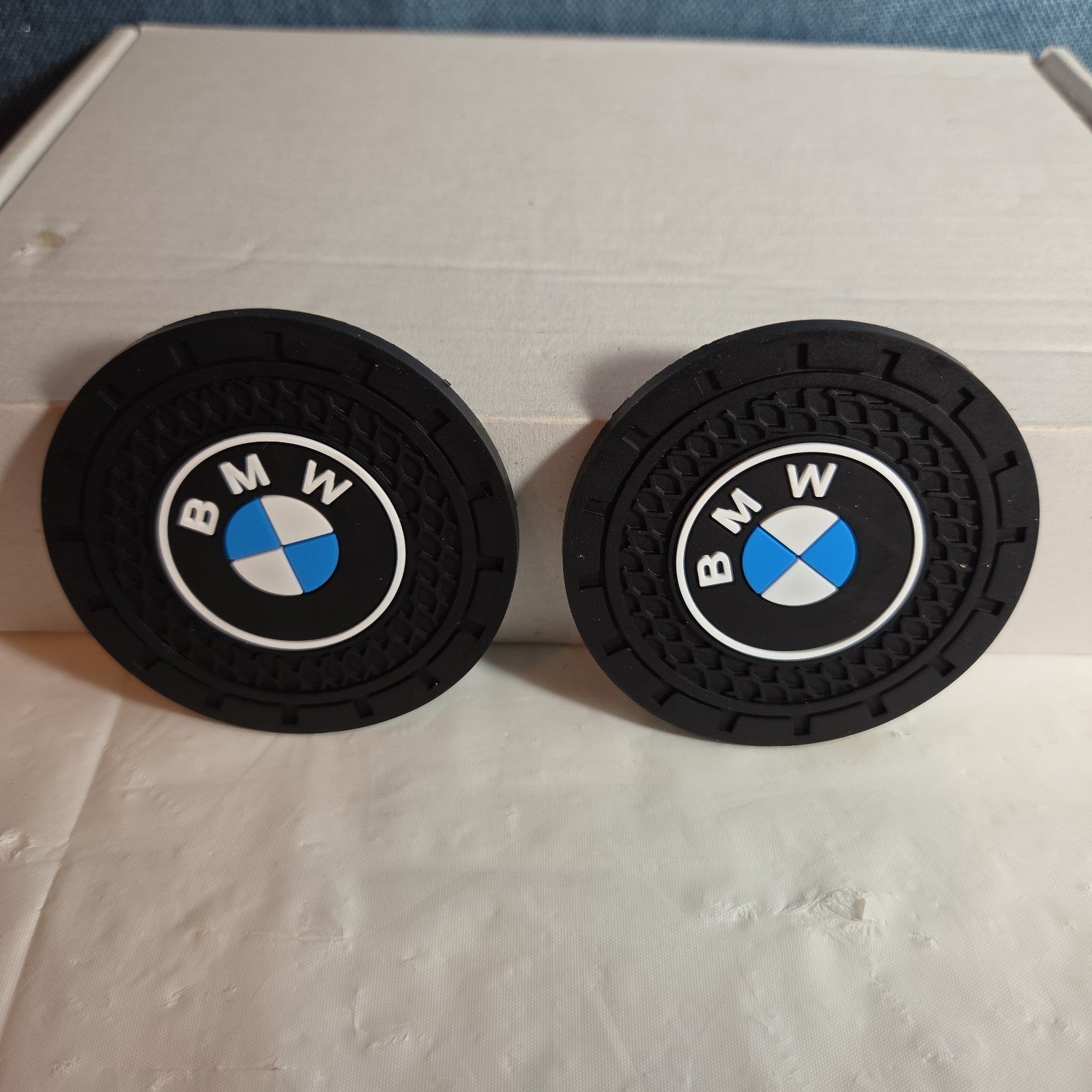 BMW Cup Holder Coasters Silicone Black Blue Auto Accessory
