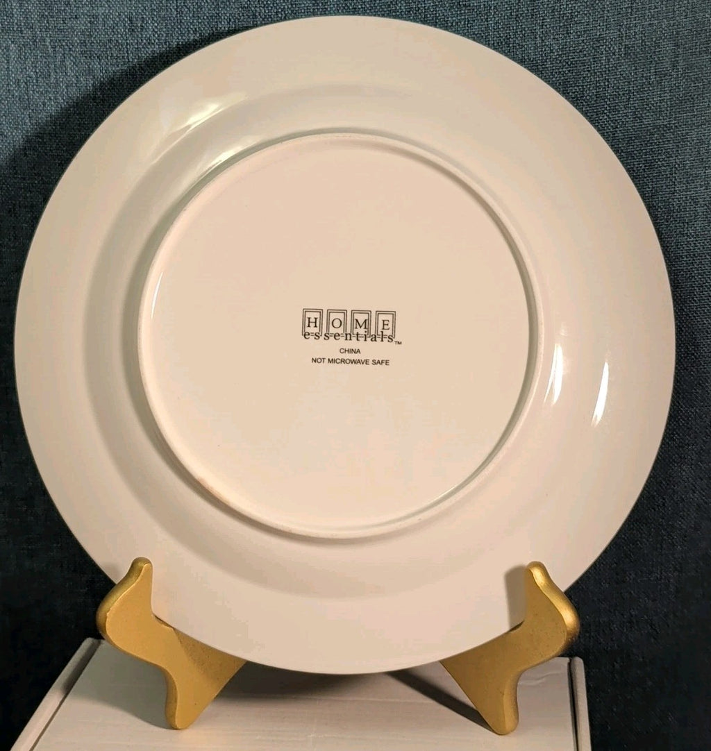 Home Essentials China Dinner Plate White with Gold Rim Individual Replacement